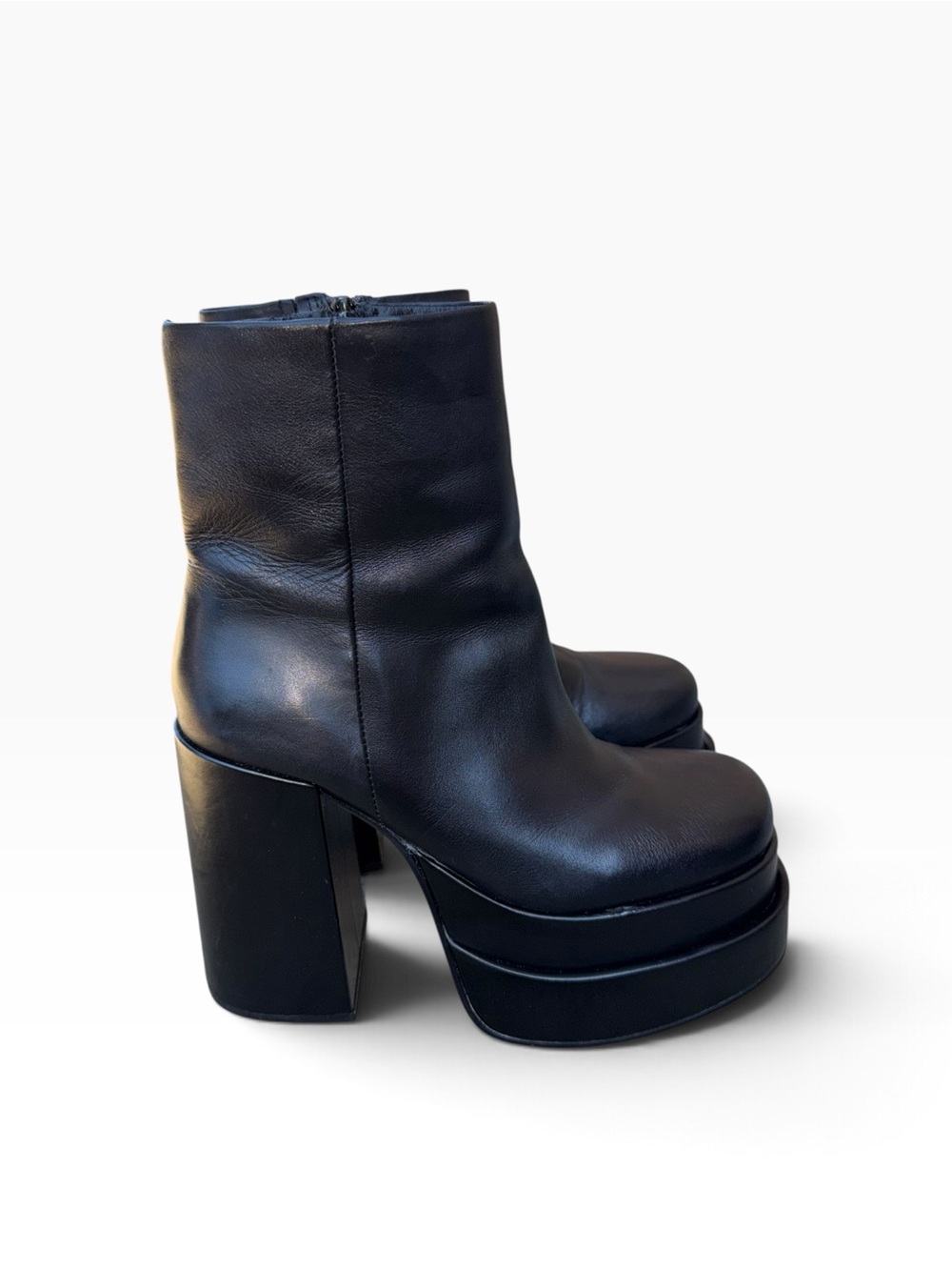 Steve Madden Cobra Black Leather Platform Boot Size 9.5 M